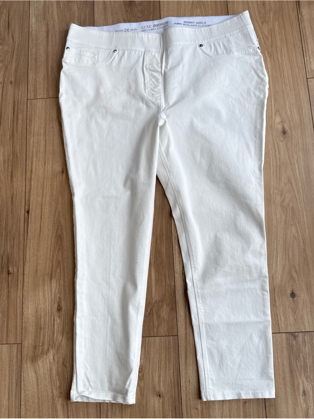 NyGard Luxe Denim Skinny Ankle Jeans 360 4-Way Stretch White 2X (20W-22W)